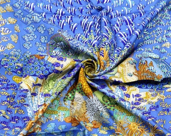 Bufanda Hermes "Rencontre Oceane" de Annie Faivre 90cm Seda / Carré Foulard