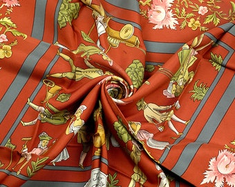 Hermes Scarf "Jardiniers du Roy" by Maurice Tranchant Vintage 90cm Silk | Carre Foulard