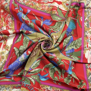 Hermes Scarf "Tropiques" by Laurence Bourthoumieux Vintage 90cm Silk | Carre Foulard