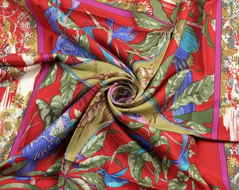 Hermes Scarf "Tropiques" by Laurence Bourthoumieux Vintage 90cm Silk | Carre Foulard