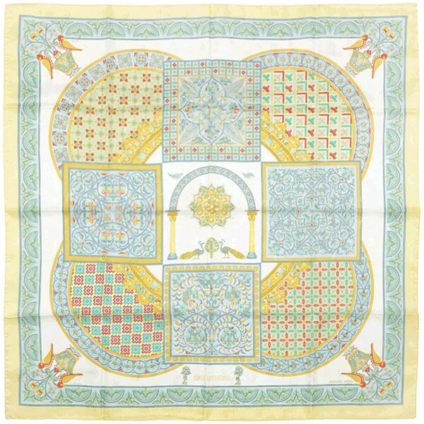Foulard Carré Vintage En Soie 100% Orkide - Dimensions 95 X 100 Cm - Couleur Vert Et Noir - Très Bon état