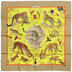 Hermes Scarf "Tendresse Feline" by Robert Dallet 90cm Silk | Carre Foulard