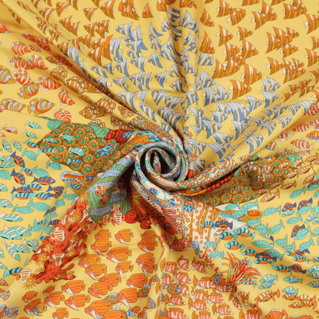 Hermes Scarf rencontre Oceane by Annie Faivre 90cm Silk Carre Foulard