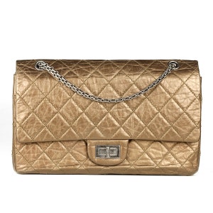 Chanel Copper Pink Metallic Quilted Aged Calfskin Reissue 2.55