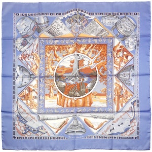 Hermes Scarf &quot;Au Son du Tam Tam&quot; by Laurence Bourthoumieux Vintage 90cm Silk | Carre Foulard