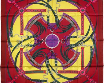 New Hermes Silk Scarf 90 La Ligne Coup De Fouet by Pierre Marie