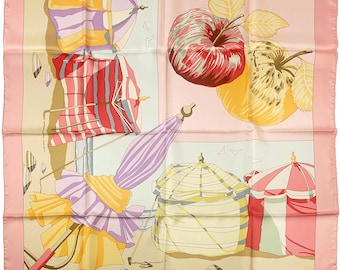 エルメス スカーフ "Charmes des Plages Normandes II" by Loic Dubigeon 90 cm シルク |カレ・フーラール