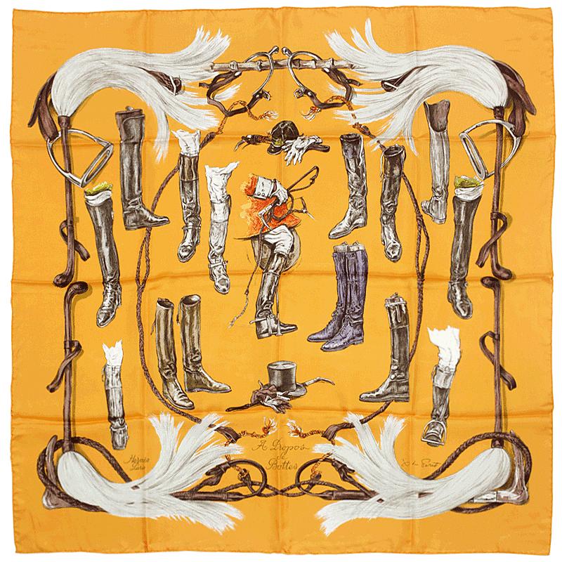 HERMES エルメス カレ90 Propos de Bottes 美品 Hermes Scarf 
