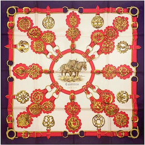 Hermes Scarf &quot;Cuivreries&quot; by Françoise De La Perriere  Vintage 90cm Silk | Carre Foulard