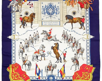 エルメス スカーフ "Real Escuela Andaluza" by Hubert de Watrigant 90 cm シルク |カレ・フーラール