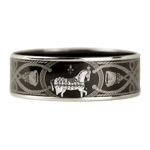 Hermes Bracelet 70 Wide Enamel Palladium Silver Grand Apparat | Bangle SHW
