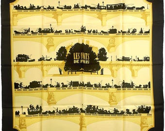 エルメス スカーフ "Les Ponts de Paris" by Hugo Grygkar 90 cm シルク |カレ・フーラール