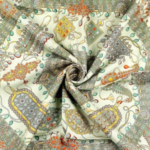 Hermes Scarf &quot;Parures des Maharajas&quot; by Catherine Baschet 90cm Silk | Foulard Carre