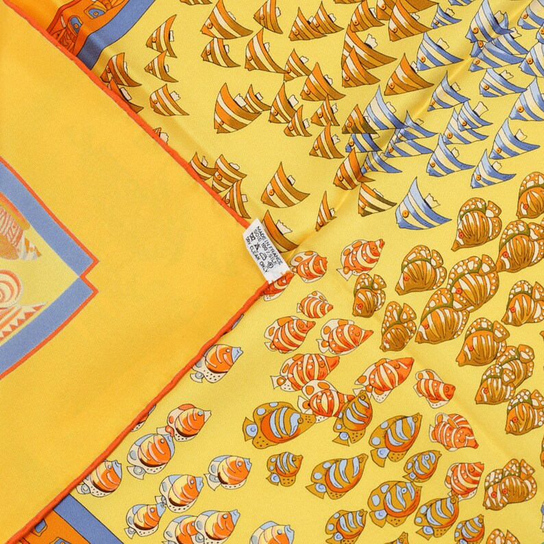 Hermes Scarf rencontre Oceane by Annie Faivre 90cm Silk Carre Foulard