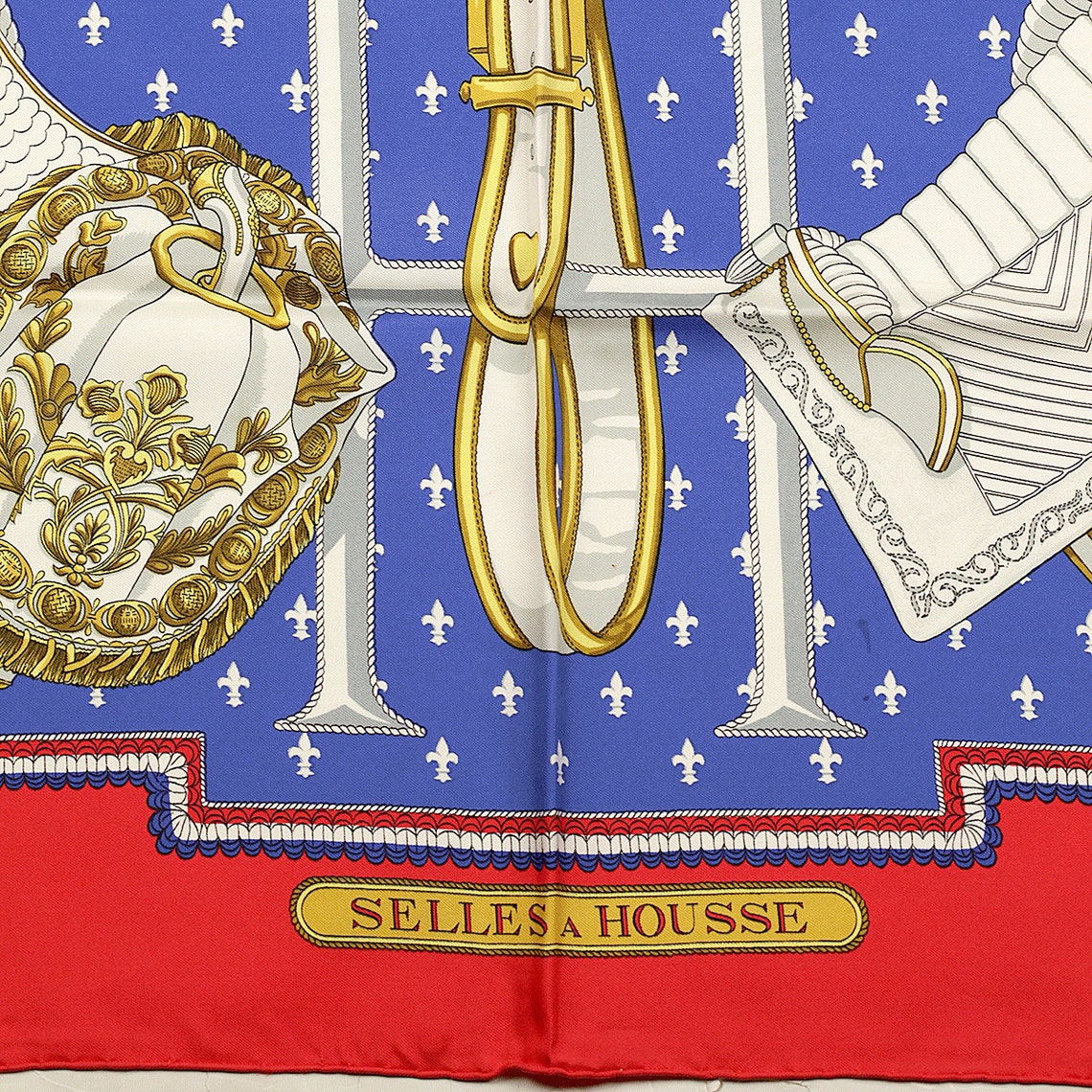 Foulard Carré HERMÈS Vintage 'Selles à Housse' - 100% Soie, Première édition - Occasion