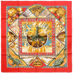 Hermes Scarf "Au Son du Tam Tam" by Laurence Bourthoumieux Vintage 90cm Silk | Carre Foulard NWOT