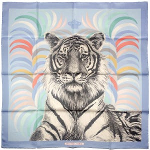 Hermes Scarf &quot;Tigre Royal&quot; by Christiane Vauzelles 90cm Silk Double Face Carre