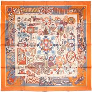 Hermes Scarf &quot;De l&#39;Ombrelle aux Duel&quot; by Pierre Marie 90cm Silk Double Face Carre