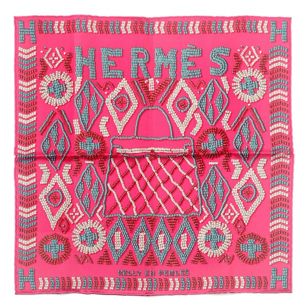 Hermes Scarf 45cm "Kelly en Perles" Silk Gavroche