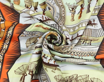 エルメス スカーフ「ヴィ・デュ・フルーヴ」アリーヌ・オノレ作 90 cm シルク |カレ フーラール NWT