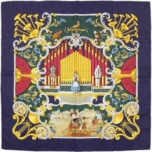 Hermes Scarf "Orgauphone et Autres Mecaniques" by Francoise Faconnet 90cm Silk | Carre Jacquard