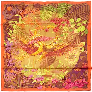 Hermes Scarf &quot;Flamingo Party&quot; by Laurence Bourthoumieux 90cm Silk | Carre Foulard