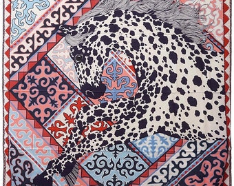 Hermes Cashmere Shawl 140cm &quot;Appaloosa des Steppes&quot; by Alice Shirley | Scarf Carre Foulard