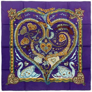 Hermes Scarf &quot;De Tout Coeur&quot; by Zoe Pauwels 90cm Silk | Carre Foulard