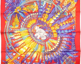 エルメス スカーフ「Fleurs et Plumes」 リー・P・クック作 90