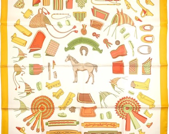 エルメス シルクスカーフ カレ90 「リスのカセ」 イエロー シルク