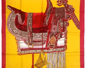 エルメス スカーフ アストロロジー ヌーヴェル 90 cm シルク イエロー