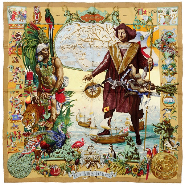 Hermes Scarf "Les Ameriques" by Kermit Oliver 90cm Silk | Carre Foulard