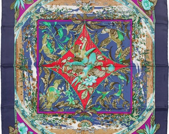 Vintage Hermes Scarf Parmi Les Fleurs Je Compte Les Heures by Loïc