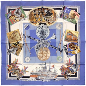 Hermes Scarf &quot;New Orleans Creole Jazz&quot; by Loic Dubigeon 90cm Silk | Carre