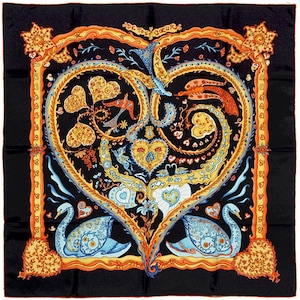 Hermes Scarf &quot;De Tout Coeur&quot; by Zoe Pauwels 90cm Silk | Carre Foulard