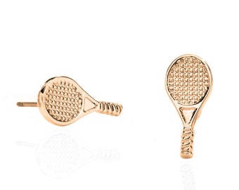 Tennis Rackets Stud Earrings, 14k Gold, Sterling Silver, Tennis Gifts, Gift for Her, Birthday Gifts, Tennis Gift Ideas