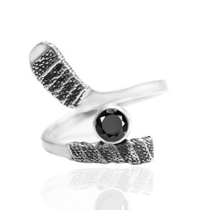 Hockey Stick Silver Ring with Birth Stone, Hockey Ring, Hockey Jewelry, Any color stone, Mother&#39;s Day Gift, Gift for mother, Hockey Mom Ring