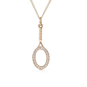 Gold Tennis Racquet Necklace with Diamonds, Tennis Jewelry, Tennis Gift, Teen gift, Valentine&#39;s, Coach gift, Graduation
