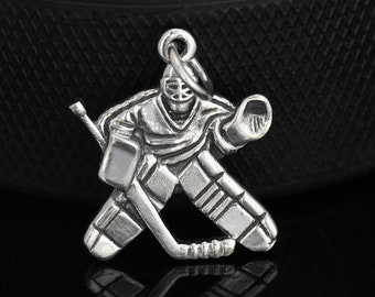 Hockey Goalie Silver Pendant, Hockey Goalie Gift, Ice Hockey jewelry, End of the season gift, Christmas gift, Best goalie gift