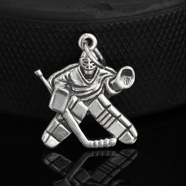 Hockey Goalie Silver Pendant, Hockey Goalie Gift, Ice Hockey jewelry, End of the season gift, Christmas gift, Best goalie gift