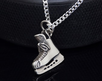 VIDEO!! Hockey Skate Necklace, Hockey Jewelry, Hockey Gift, Hockey Skate, Ice Hockey Skate Charm, Gift for him. Personalized