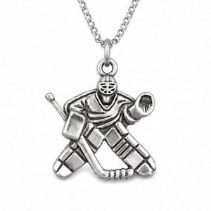 Hockey Goalie Silver Pendant, Hockey Goalie Gift, Ice Hockey jewelry, End of the season gift, Christmas gift, Best goalie gift image 1