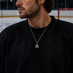 Hockey Goalie Silver Pendant, Hockey Goalie Gift, Ice Hockey jewelry, End of the season gift, Christmas gift, Best goalie gift image 3