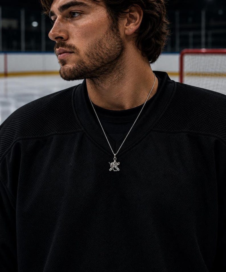 Hockey Goalie Silver Pendant, Hockey Goalie Gift, Ice Hockey jewelry, End of the season gift, Christmas gift, Best goalie gift image 3