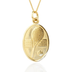 Gold Silver &quot;Tennis Court&quot; Necklace, Tennis Jewelry, Tennis Ball Necklace, Gold Tennis Necklace with chain, Tennis Racket, Tennis Gift