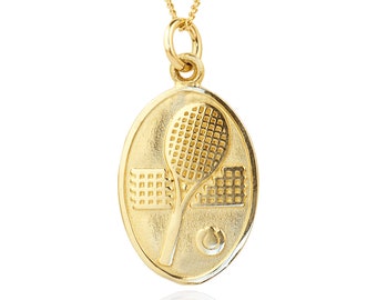 Gold Silver &quot;Tennis Court&quot; Necklace, Tennis Jewelry, Tennis Ball Necklace, Gold Tennis Necklace with chain, Tennis Racket, Tennis Gift