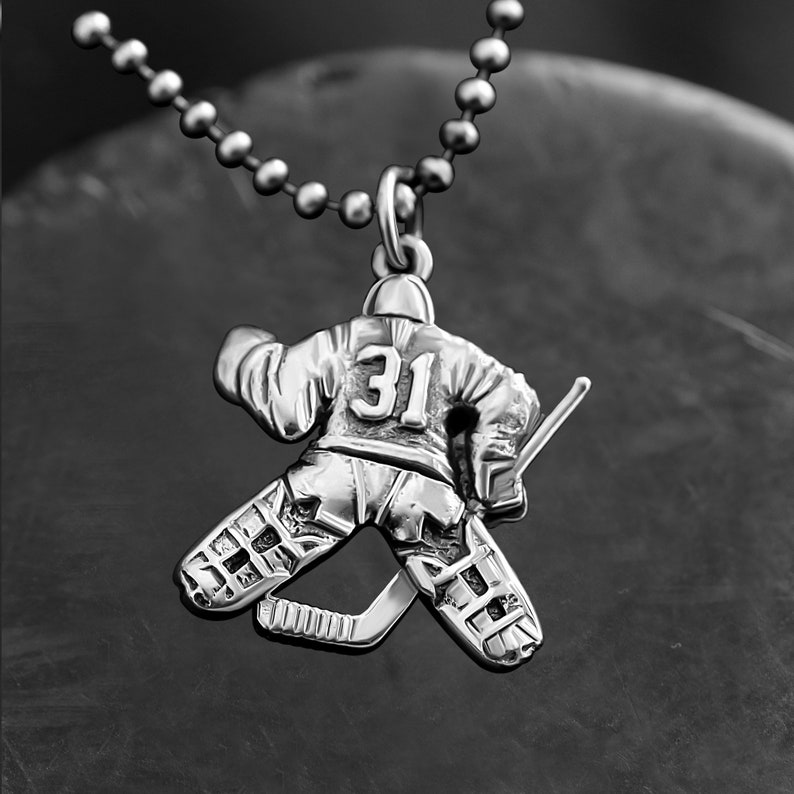 Hockey Goalie Silver Necklace Hockey Goalie Gift Ice Hockey Etsy
