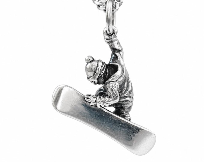 Personalized Snowboarder Silver Pendant, Gift for teen, Winter sports gift, Extreme sports pendant, Custom Snowboard, Sports jewelry