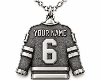 Personalized Hockey Jersey Pendant, Jersey Number, Hockey Jewelry, Hockey Gift, Ice Hockey Charm, Gift for him