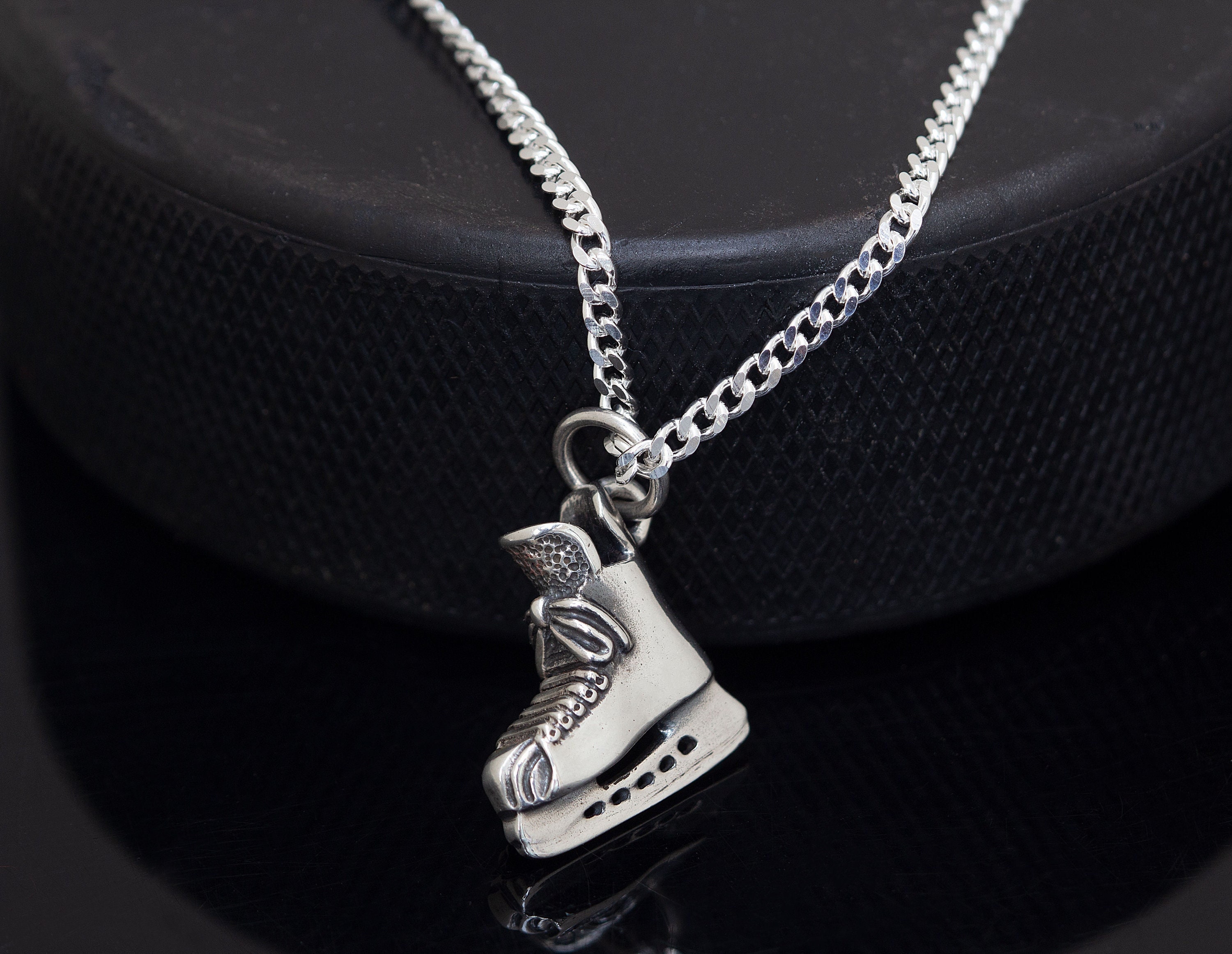 Video Hockey Skate Necklace Hockey Jewelry Hockey Gift Hockey Skate Ice Hockey Skate Charm Gift for Him. Personalized